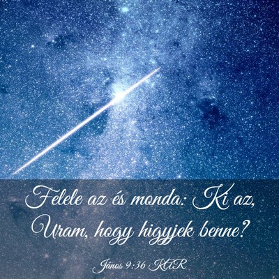 Picture 03 - János 9:36 KAR - Felele az és monda: Ki az, Uram, hogy higyjek - Bible Verse Picture