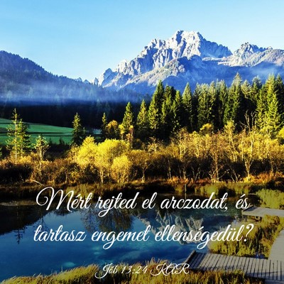 Picture 03 - Jób 13:24 KAR - Mért rejted el arczodat, és tartasz engemet - Bible Verse Picture