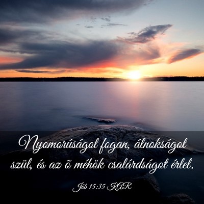 Picture 03 - Jób 15:35 KAR - Nyomorúságot fogan, álnokságot szül, és az - Bible Verse Picture