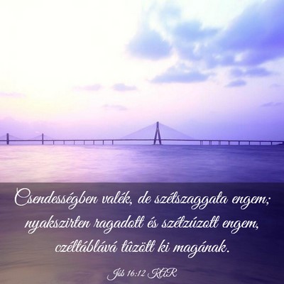 Picture 03 - Jób 16:12 KAR - Csendességben valék, de szétszaggata engem; - Bible Verse Picture