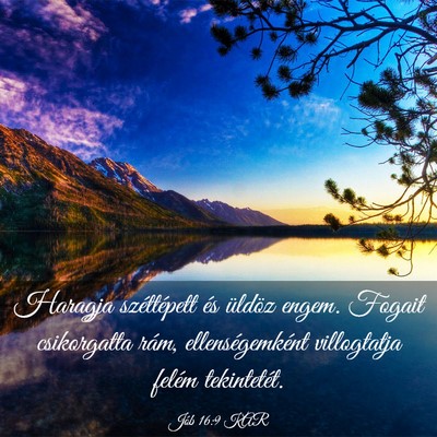 Picture 03 - Jób 16:9 KAR - Haragja széttépett és üldöz engem. Fogait - Bible Verse Picture