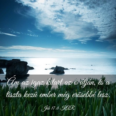 Picture 03 - Jób 17:8 KAR - Ám az igaz kitart az õ útján, és a tiszta - Bible Verse Picture