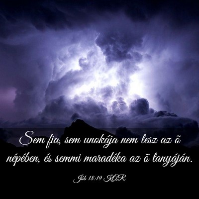 Picture 03 - Jób 18:19 KAR - Sem fia, sem unokája nem lesz az õ népében, - Bible Verse Picture
