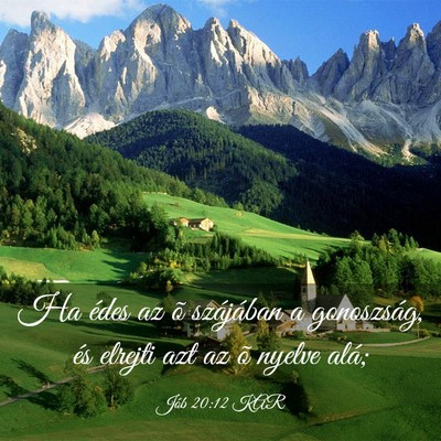 Picture 03 - Jób 20:12 KAR - Ha édes az õ szájában a gonoszság, és - Bible Verse Picture