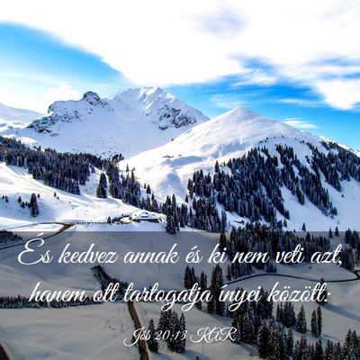 Picture 03 - Jób 20:13 KAR - És kedvez annak és ki nem veti azt, hanem ott - Bible Verse Picture