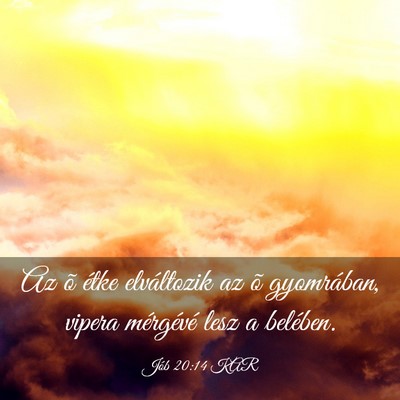 Picture 03 - Jób 20:14 KAR - Az õ étke elváltozik az õ gyomrában, vipera - Bible Verse Picture
