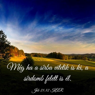 Picture 03 - Jób 21:32 KAR - Még ha a sírba vitetik is ki, a sírdomb felett - Bible Verse Picture