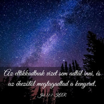 Picture 03 - Jób 22:7 KAR - Az eltikkadtnak vizet sem adtál inni, és az - Bible Verse Picture