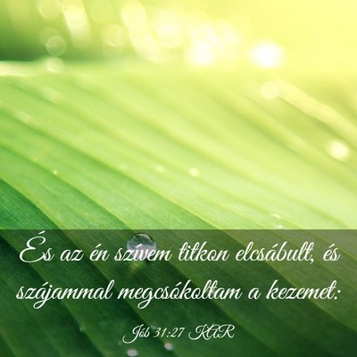 Picture 03 - Jób 31:27 KAR - És az én szívem titkon elcsábult, és - Bible Verse Picture