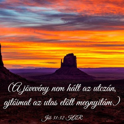 Picture 03 - Jób 31:32 KAR - (A jövevény nem hált az utczán, ajtóimat az - Bible Verse Picture