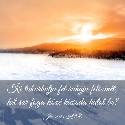 Picture 03 - Jób 41:13 KAR - Ki takarhatja fel ruhája felszínét; két sor - Bible Verse Picture