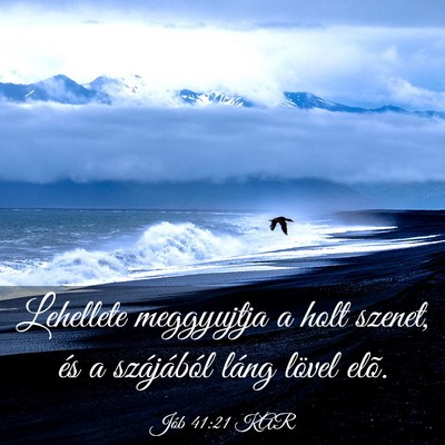 Picture 03 - Jób 41:21 KAR - Lehellete meggyujtja a holt szenet, és a - Bible Verse Picture