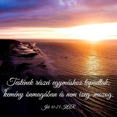 Picture 03 - Jób 41:23 KAR - Testének részei egymáshoz tapadtak; kemény - Bible Verse Picture