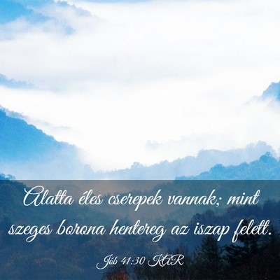 Picture 03 - Jób 41:30 KAR - Alatta éles cserepek vannak; mint szeges borona - Bible Verse Picture