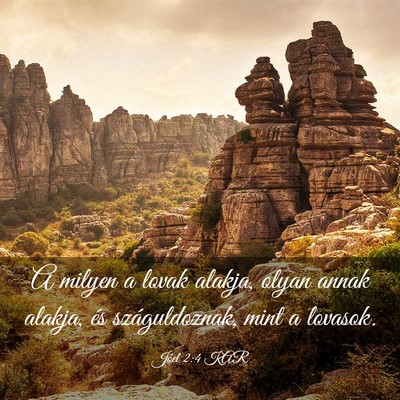 Picture 03 - Jóel 2:4 KAR - A milyen a lovak alakja, olyan annak alakja, és - Bible Verse Picture