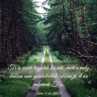 Picture 03 - Lukács 12:40 KAR - Ti is azért legyetek készek: mert a mely - Bible Verse Picture