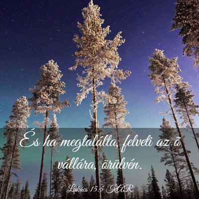 Picture 03 - Lukács 15:5 KAR - És ha megtalálta, felveti az õ vállára, - Bible Verse Picture