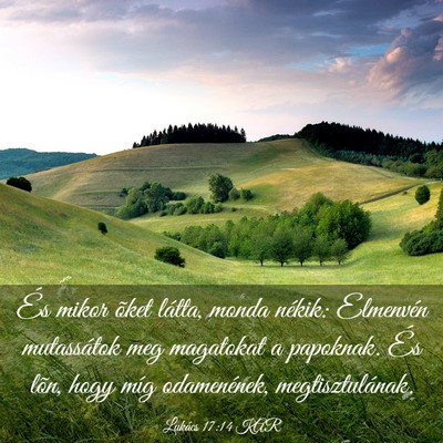 Picture 03 - Lukács 17:14 KAR - És mikor õket látta, monda nékik: Elmenvén - Bible Verse Picture