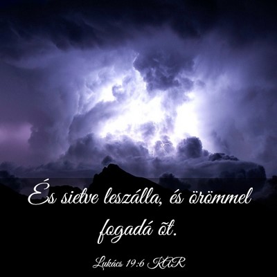 Picture 03 - Lukács 19:6 KAR - És sietve leszálla, és örömmel fogadá - Bible Verse Picture