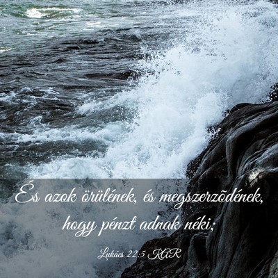 Picture 03 - Lukács 22:5 KAR - És azok örülének, és megszerzõdének, hogy - Bible Verse Picture