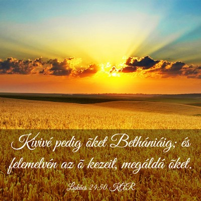 Picture 03 - Lukács 24:50 KAR - Kivivé pedig õket Bethániáig; és felemelvén - Bible Verse Picture