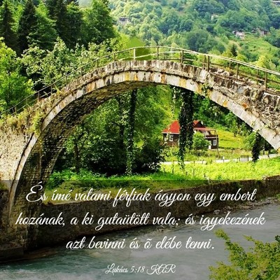 Picture 03 - Lukács 5:18 KAR - És ímé valami férfiak ágyon egy embert - Bible Verse Picture