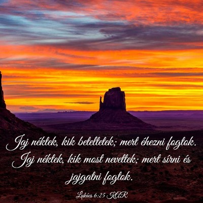 Picture 03 - Lukács 6:25 KAR - Jaj néktek, kik beteltetek; mert éhezni fogtok. - Bible Verse Picture