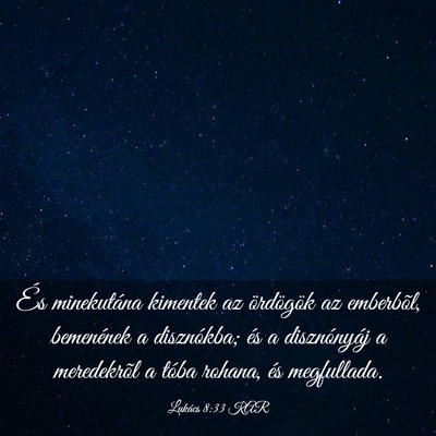 Picture 03 - Lukács 8:33 KAR - És minekutána kimentek az ördögök az - Bible Verse Picture