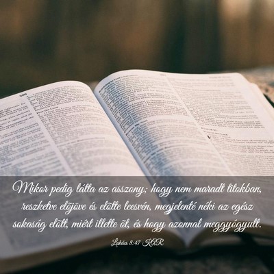 Picture 03 - Lukács 8:47 KAR - Mikor pedig látta az asszony; hogy nem maradt - Bible Verse Picture
