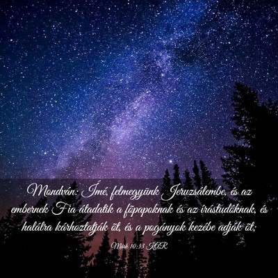 Picture 03 - Márk 10:33 KAR - Mondván: Ímé, felmegyünk Jeruzsálembe, és - Bible Verse Picture