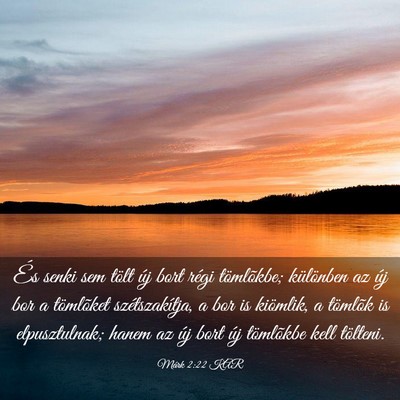 Picture 03 - Márk 2:22 KAR - És senki sem tölt új bort régi tömlõkbe; - Bible Verse Picture