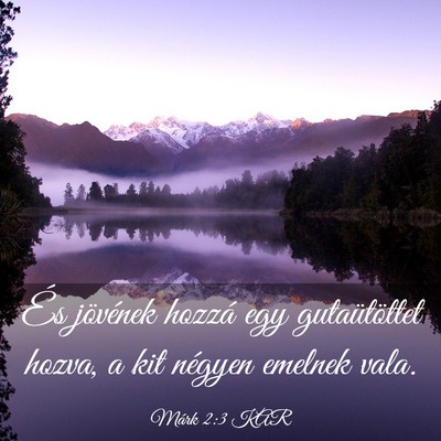 Picture 03 - Márk 2:3 KAR - És jövének hozzá egy gutaütöttet hozva, a - Bible Verse Picture