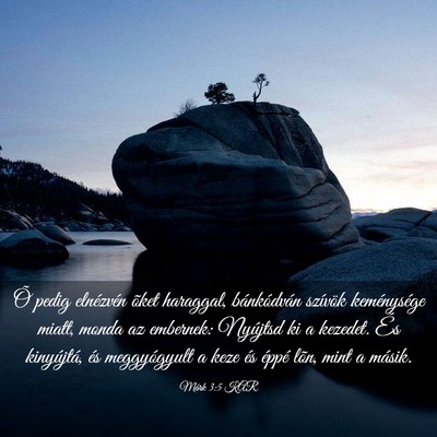 Picture 03 - Márk 3:5 KAR - Õ pedig elnézvén õket haraggal, bánkódván - Bible Verse Picture