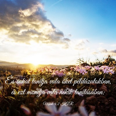 Picture 03 - Márk 4:2 KAR - És sokat tanítja vala õket példázatokban, - Bible Verse Picture