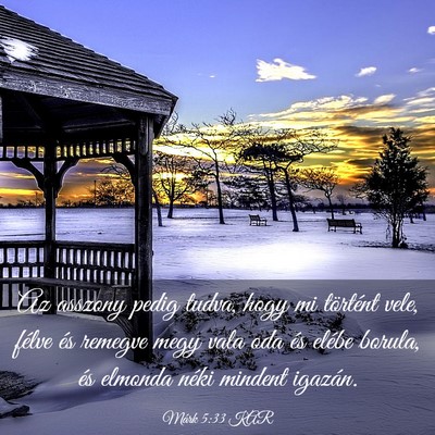 Picture 03 - Márk 5:33 KAR - Az asszony pedig tudva, hogy mi történt vele, - Bible Verse Picture