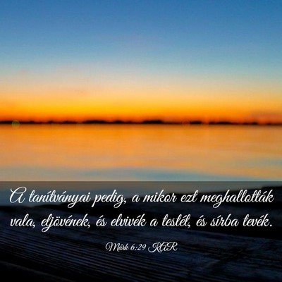 Picture 03 - Márk 6:29 KAR - A tanítványai pedig, a mikor ezt meghallották - Bible Verse Picture