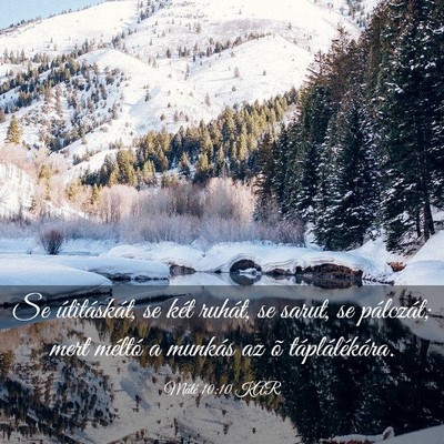 Picture 03 - Máté 10:10 KAR - Se útitáskát, se két ruhát, se sarut, se - Bible Verse Picture