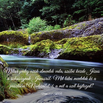 Picture 03 - Máté 11:7 KAR - Mikor pedig azok elmentek vala, szólni kezde - Bible Verse Picture