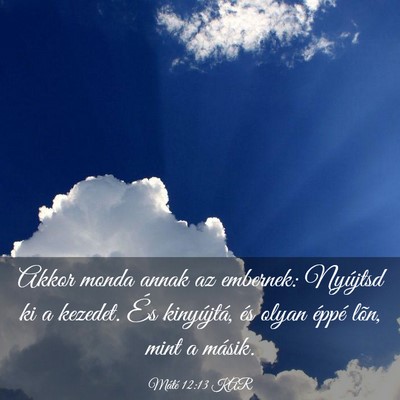Picture 03 - Máté 12:13 KAR - Akkor monda annak az embernek: Nyújtsd ki a - Bible Verse Picture