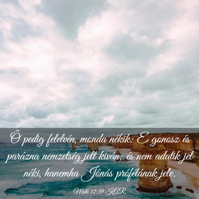 Picture 03 - Máté 12:39 KAR - Õ pedig felelvén, monda nékik: E gonosz és - Bible Verse Picture