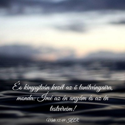 Picture 03 - Máté 12:49 KAR - És kinyujtván kezét az õ tanítványaira, - Bible Verse Picture
