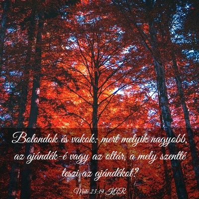 Picture 03 - Máté 23:19 KAR - Bolondok és vakok: mert melyik nagyobb, az - Bible Verse Picture