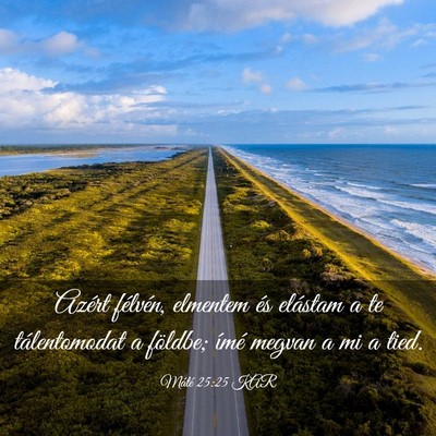 Picture 03 - Máté 25:25 KAR - Azért félvén, elmentem és elástam a te - Bible Verse Picture
