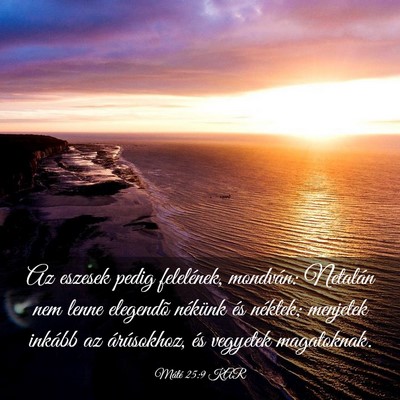 Picture 03 - Máté 25:9 KAR - Az eszesek pedig felelének, mondván: Netalán - Bible Verse Picture