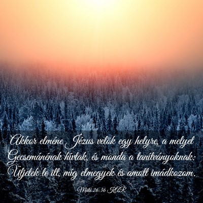 Picture 03 - Máté 26:36 KAR - Akkor elméne Jézus velök egy helyre, a melyet - Bible Verse Picture
