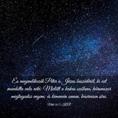 Picture 03 - Máté 26:75 KAR - És megemlékezék Péter a Jézus beszédérõl, - Bible Verse Picture