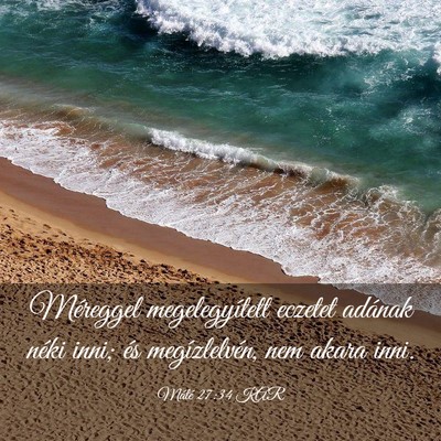 Picture 03 - Máté 27:34 KAR - Méreggel megelegyített eczetet adának néki - Bible Verse Picture