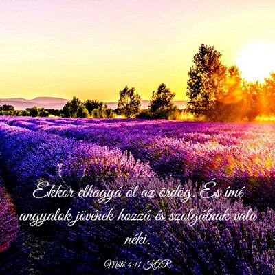 Picture 03 - Máté 4:11 KAR - Ekkor elhagyá õt az ördög. És ímé angyalok - Bible Verse Picture