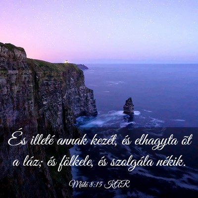 Picture 03 - Máté 8:15 KAR - És illeté annak kezét, és elhagyta õt a - Bible Verse Picture