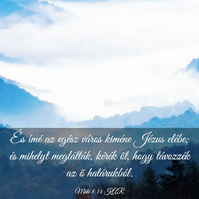 Picture 03 - Máté 8:34 KAR - És ímé az egész város kiméne Jézus elébe; - Bible Verse Picture